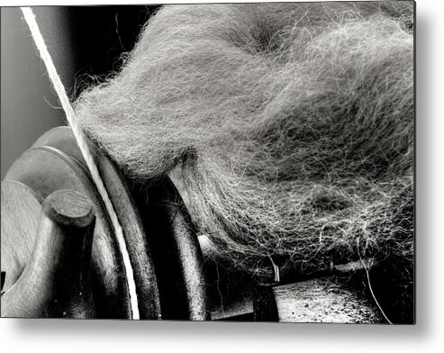 Fiber Arts Metal Print featuring the photograph Spinning Wheel and Wool by Scott Carlton