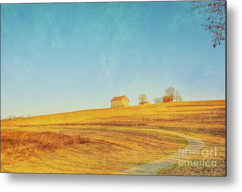 Spring Farm And Fields Metal Print featuring the digital art Spring Farm and Fields by Randy Steele