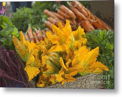Market Metal Print featuring the photograph Squash Blossoms by Jeanette French