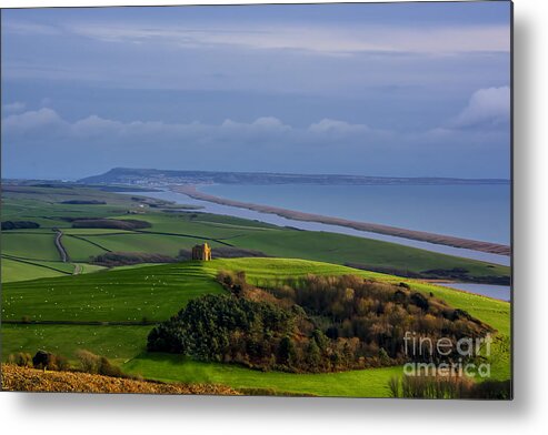St Catherines Chapel Metal Print featuring the photograph St Catherines Chapel and Chesil Beach by Chris Thaxter