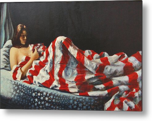Flag Metal Print featuring the painting Stars and stripes by Rick Nederlof