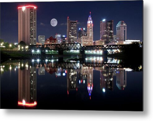 Columbus Metal Print featuring the photograph State Capitol Full Moon by Frozen in Time Fine Art Photography