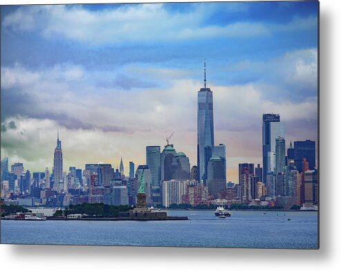 Skyline Metal Print featuring the photograph Statue of Liberty and Manhattan by Darryl Brooks