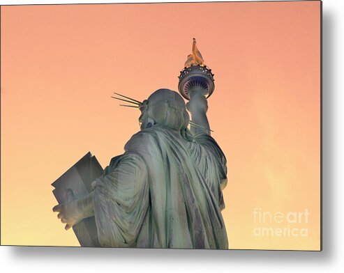 Statue Of Liberty Metal Print featuring the photograph Statue of Liberty Up Close Sun bright by Chuck Kuhn