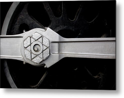 Antique Metal Print featuring the photograph Steam Engine Wheel by Ray Kent