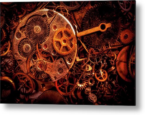 Steampunk Metal Print featuring the photograph Steampunk - watch parts by Lilia S