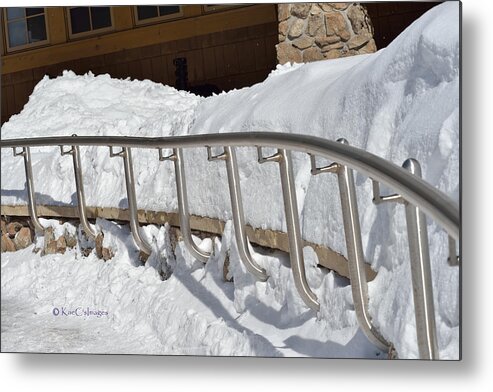 Snow Metal Print featuring the photograph Steel Hand Rail in Snow by Kae Cheatham
