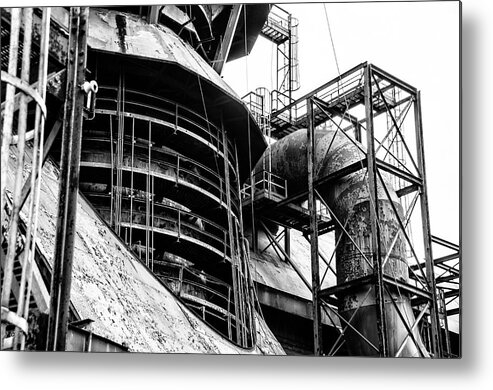 Steel Metal Print featuring the photograph Steel Mill in Black and White - Bethlehem by Bill Cannon