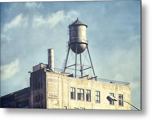 Water Towers Metal Print featuring the photograph Steel Water Tower, Brooklyn New York by Gary Heller