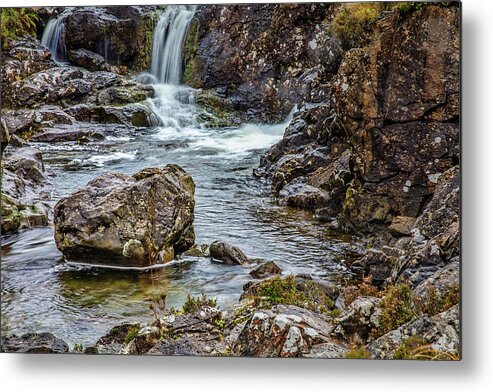 Stone And Waterfall Metal Print featuring the photograph Stone and waterfall #h5 by Leif Sohlman