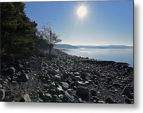 Sweden Metal Print featuring the pyrography Stone beach by Magnus Haellquist