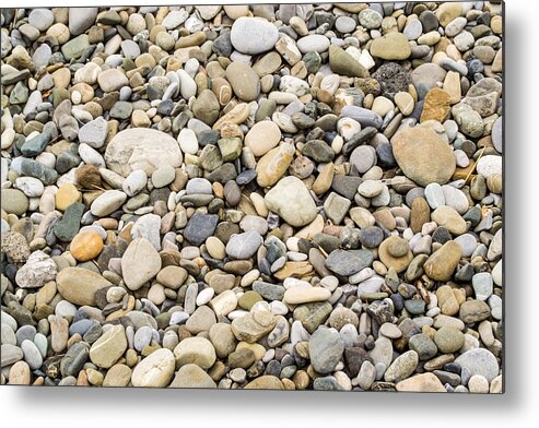 Abstract Metal Print featuring the photograph Stone Pebbles Patterns by John Williams