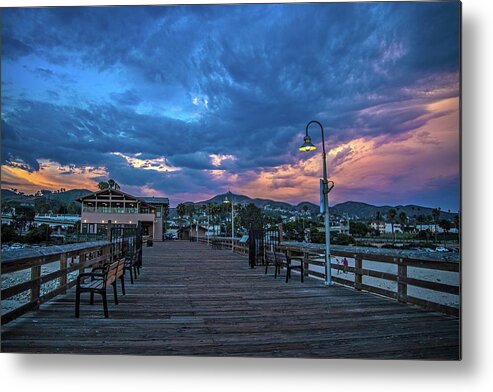 Storm Metal Print featuring the photograph Stormy Skies Over the Pier by Lynn Bauer