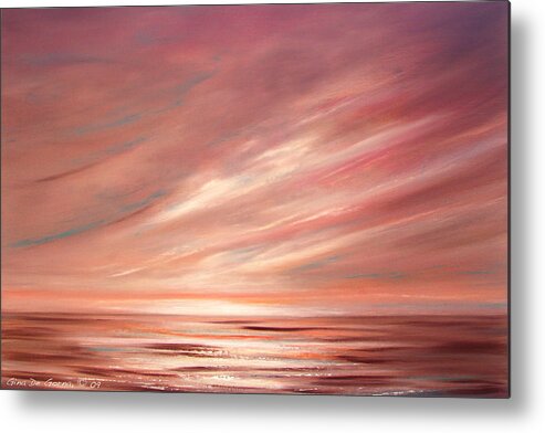 Sunset Metal Print featuring the painting Strawberry Sky Sunset by Gina De Gorna