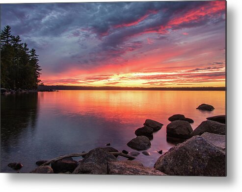 Maine Metal Print featuring the photograph Summer sets over Sebago Lake, Maine by Colin Chase