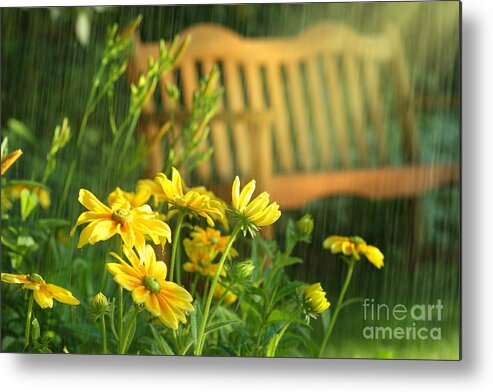 Abstract Metal Print featuring the digital art Summer showers by Sandra Cunningham