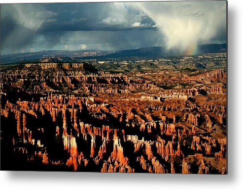 Bryce Metal Print featuring the photograph Summer storm at Bryce Canyon National Park by Jetson Nguyen