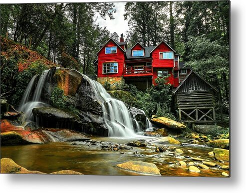 Living Waters Ministry Metal Print featuring the photograph Summer Time at Living Waters Ministry and Shoals Creek Falls by Carol Montoya