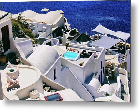 Summertime Metal Print featuring the photograph Summertime in Santorini by Mariola Bitner