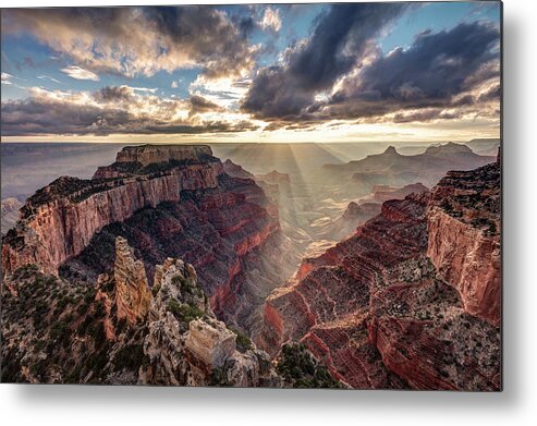 Grand Canyon Metal Print featuring the photograph Sun Rays At Cape Royal by Pierre Leclerc Photography