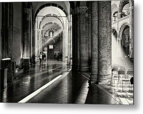 Architecture Metal Print featuring the photograph Sunbeam inside the church by Roberto Pagani
