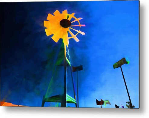 Sunflower Metal Print featuring the painting Sunflower And The Wind Spirit by Jim Buchanan