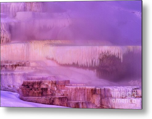 North America Metal Print featuring the photograph Sunrise at Minerva Springs Yellowstone National Park by Dave Welling