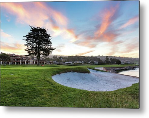Pebble Beach Golf Course Metal Print featuring the photograph Sunrise at Pebble Beach Golf Course by Mike Centioli