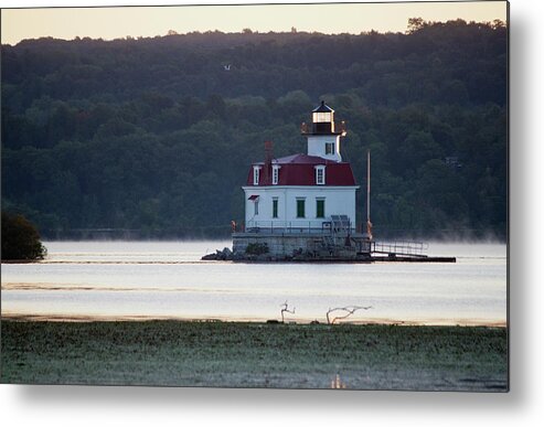 Lighthouse Metal Print featuring the photograph Sunrise at the Esopus Lighthouse by Jeff Severson