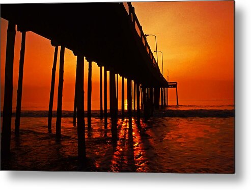 Sunrise Metal Print featuring the photograph Sunrise at the pier. Ocean City MD by Bill Jonscher