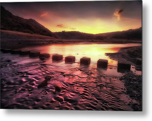 Three Cliffs Bay Metal Print featuring the photograph Sunrise at Three Cliffs Bay by Leighton Collins