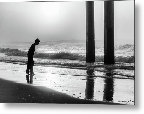 Beach Metal Print featuring the photograph Sunrise Boy in Foggy Beach by John McGraw