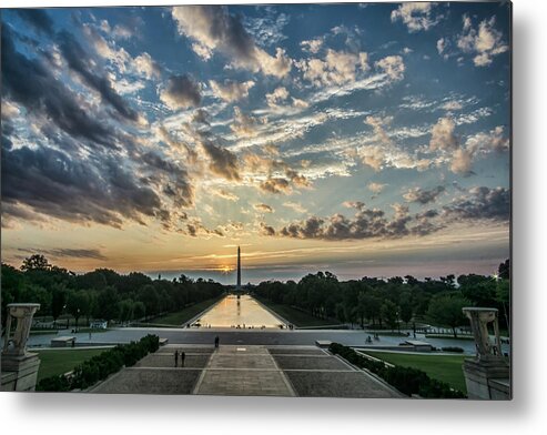 Sunrise Metal Print featuring the photograph Sunrise from the steps of the Lincoln memorial in Washington, DC by Sven Brogren