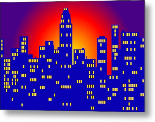  Metal Print featuring the digital art Sunrise in the City by Digital Art Cafe