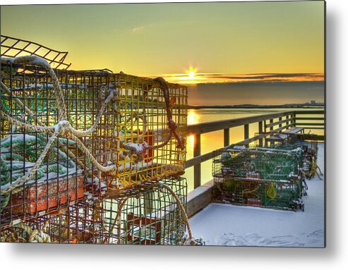 Harbor Living Metal Print featuring the photograph Sunrise over Kennebunkport by Brenda Giasson