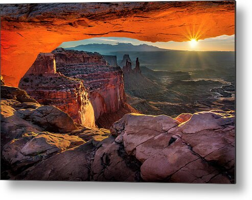 Mesa Arch Metal Print featuring the photograph Sunrise peek at Mesa Arch by Michael Ash