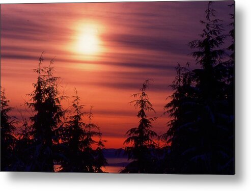 Abstract Metal Print featuring the digital art Sunset And Trees Two by Lyle Crump