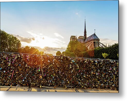 Paris Print Metal Print featuring the photograph Sunset At Notre Dame De Paris by Melanie Alexandra Price
