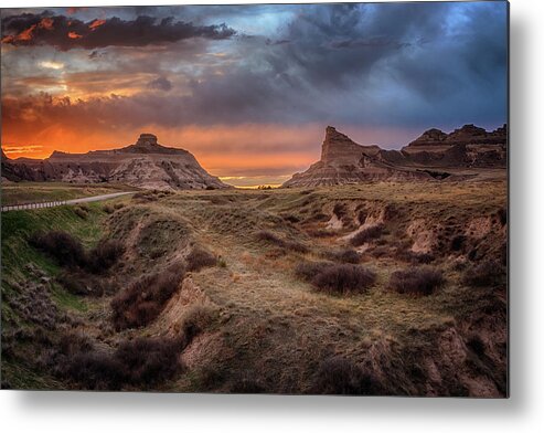 Scotts Bluff Metal Print featuring the photograph Sunset at Scotts Bluff by Susan Rissi Tregoning