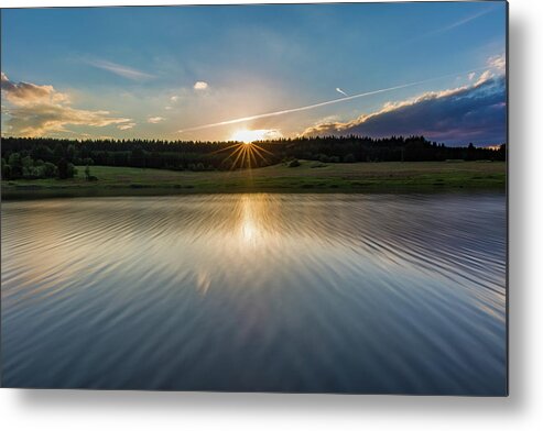 Sunset Metal Print featuring the photograph Sunset at the Mandelholz Dam, Harz by Andreas Levi