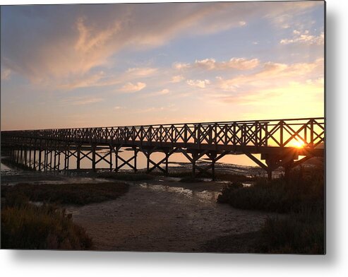 Quinta Do Lago Metal Print featuring the photograph Sunset at the wooden bridge by Angelo DeVal