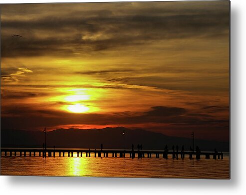 Greek Metal Print featuring the photograph Sunset at Thessaloniki by Tim Beach