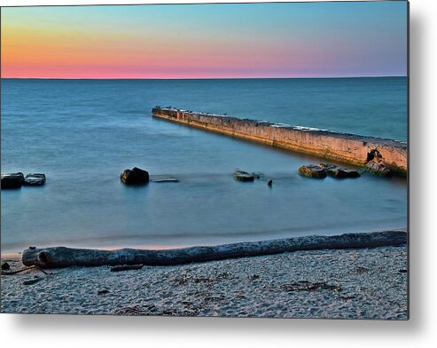 Cleveland Metal Print featuring the photograph Sunset Beach on Lake Erie by Frozen in Time Fine Art Photography