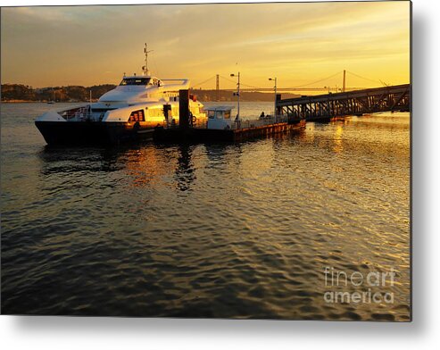 River Metal Print featuring the photograph Sunset Ferryboat by Carlos Caetano