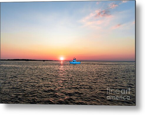 2017 Metal Print featuring the photograph Sunset Fishing Boat off Dewey Destin Fl Pier 1208A by Ricardos Creations
