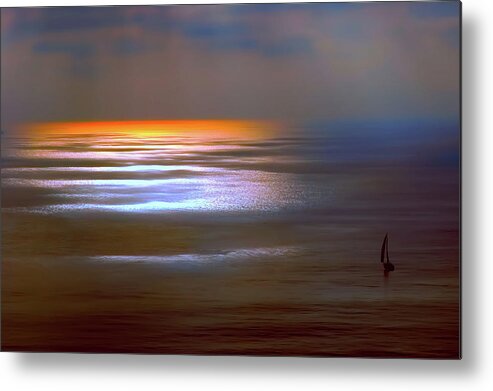Tranquility Metal Print featuring the photograph Sunset Glow by Lena Owens - OLena Art Vibrant Palette Knife and Graphic Design