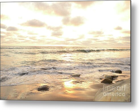 Gold Metal Print featuring the photograph Sunset in Golden Tones Torrey Pines Natural Preserves #1 by Heather Kirk