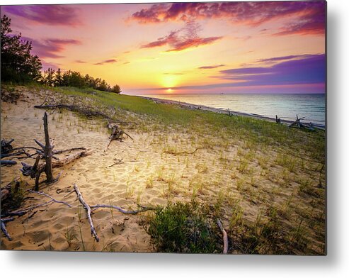 America Metal Print featuring the photograph Sunset on Lake Superior by Alexey Stiop