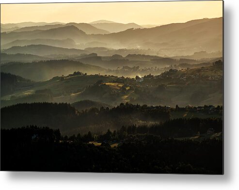 Poland Metal Print featuring the photograph Sunset over Beskidy Mountains by Jaroslaw Blaminsky