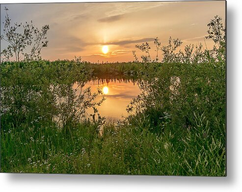 Sunset Metal Print featuring the photograph Sunset over Fiddlers Lake by Valerie Pond